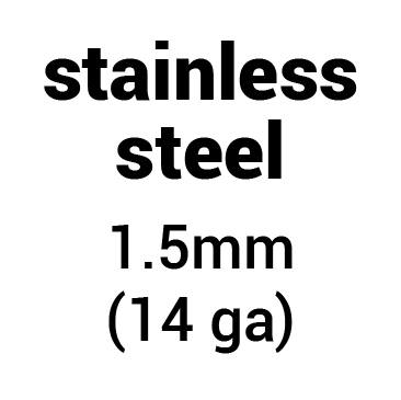 Material of metal plates for brigandines: stainless steel, 1.5 mm (14 ga)