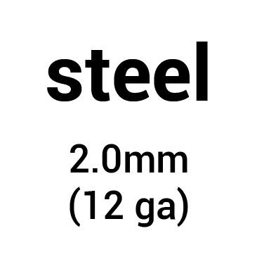 Metal for helmet dome: cold-rolled steel 2.0 mm (12 ga)