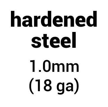 Metal for helmet dome: hardened (tempered) steel 1.0 mm (18 ga)