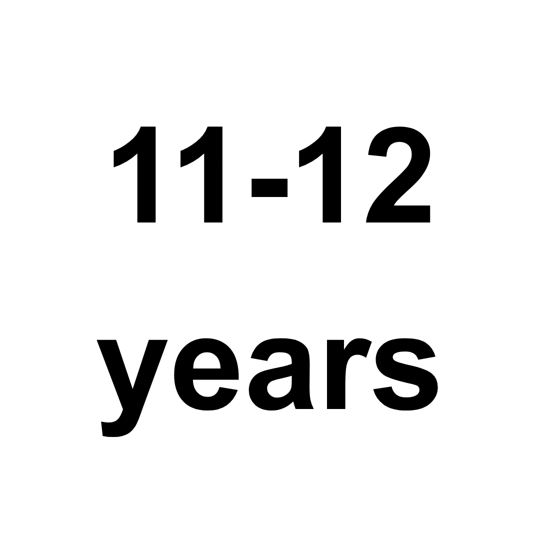 Kids size (for clothes): 11-12 years