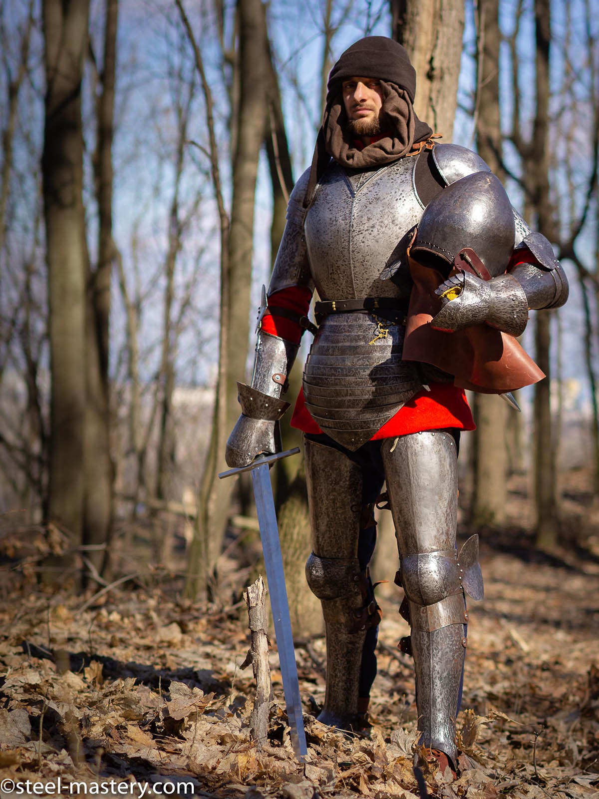 medieval leather armor helmet