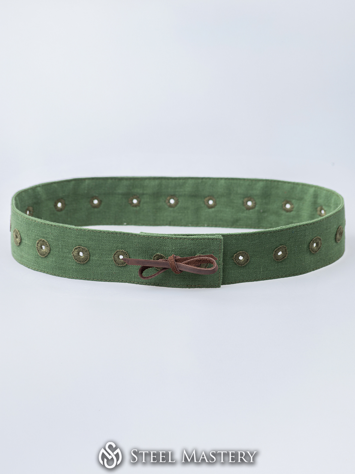 Belt for chausses: linen belt with hand-sewn holes