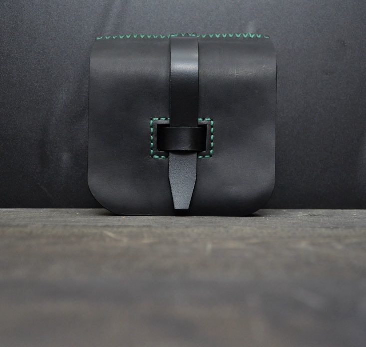 Black leather belt bag